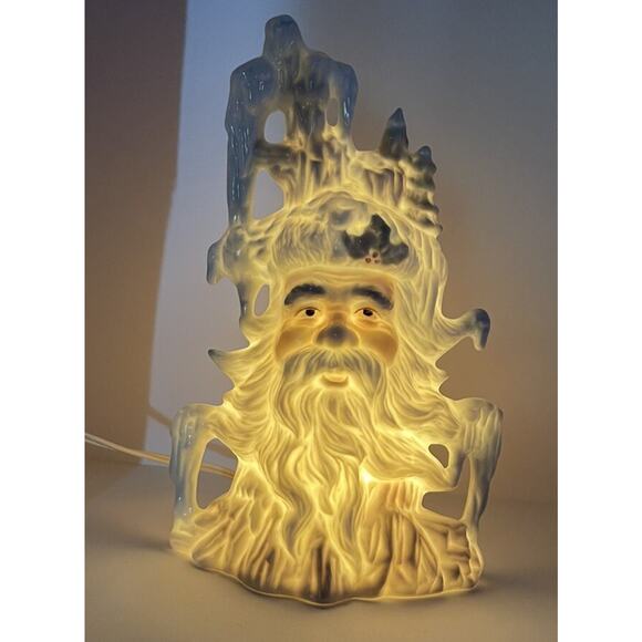 House Of Lloyd 1995 Cosmos Christmas Winter Porcelain Lamp Night Light 10” Santa - Picture 6 of 15